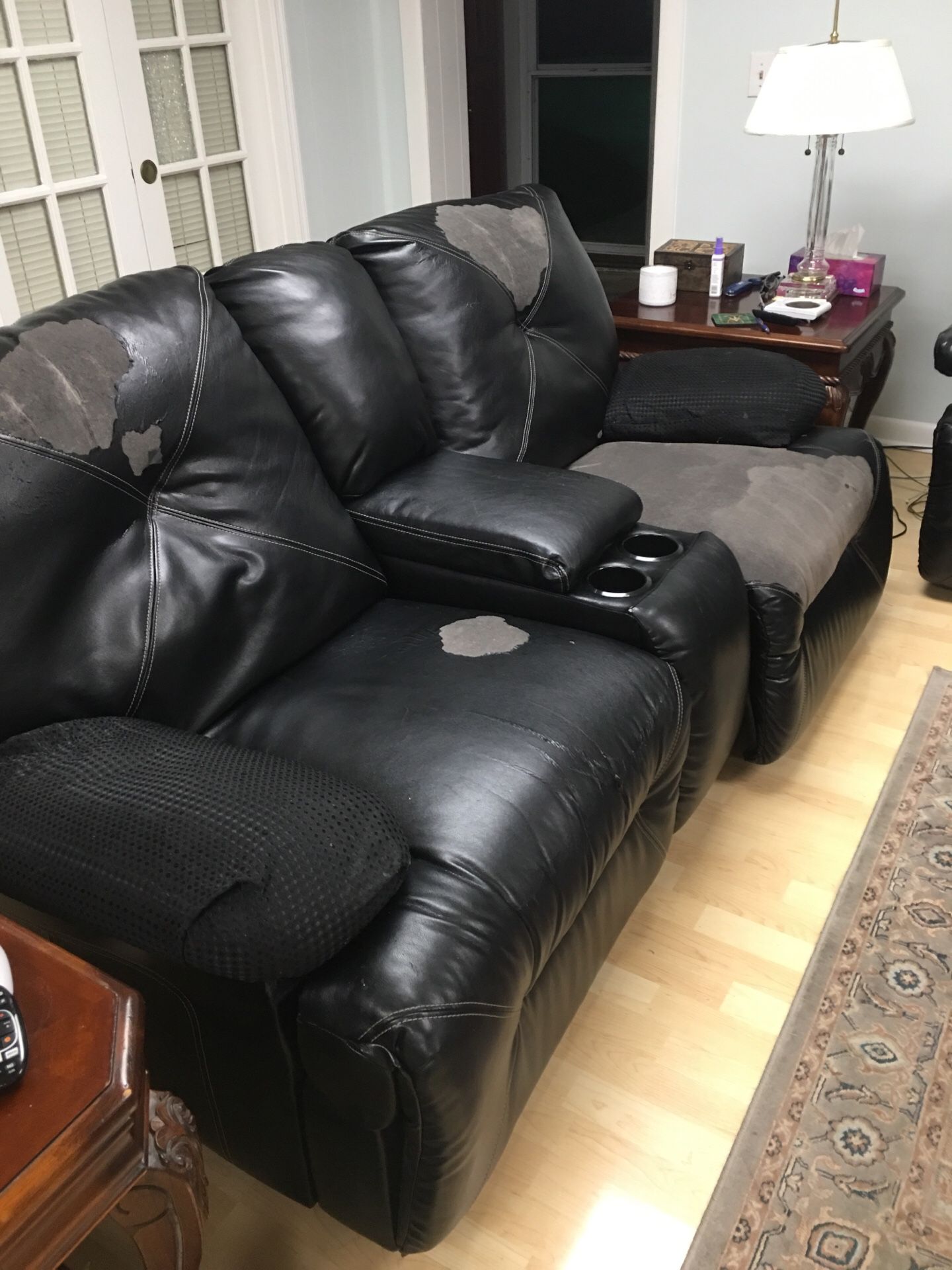 Couch and Love Seat. FREE peeling can cover it