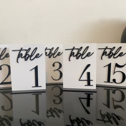 Wedding Event Party Table Numbers 