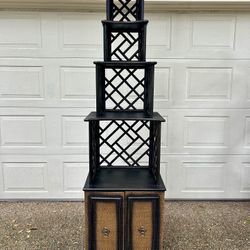 Rattan Shelf and Cabinet in Tapered/Temple Style 