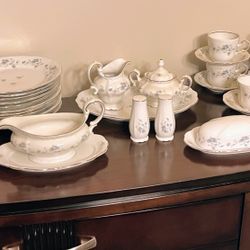 Johanin Haviland Bavaria Germany Full Set Blue & White Flowered China Set