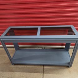 Solid Wood Console Table With Glass Inserts