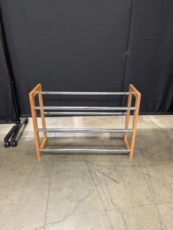 Modern Wood and Chrome Shoe Stand