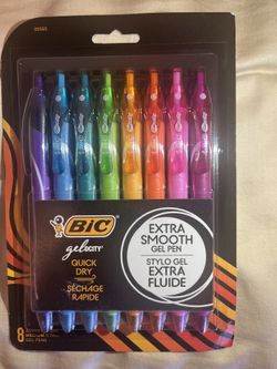 Bic Gelocity Quick Dry Extra Smooth Gel Pens 8 Assorted Color Count 