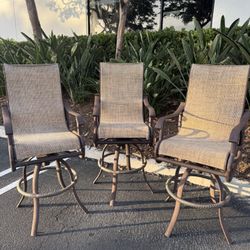 3 Outdoor Bar Height Patio Chairs