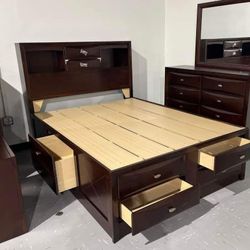 Emily Dark Cherry Storage Platform Bedroom Set 