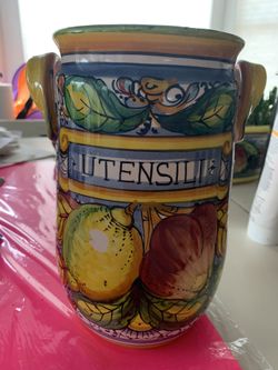 Italian ceramic cooking utensil holder