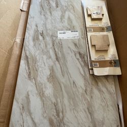 4 ft. Straight Laminate Countertop Kit Included in Textured Drama Marble