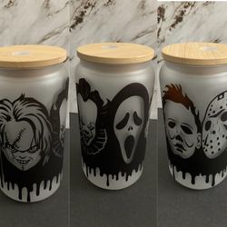 Horror Movie Halloween Glass Cup