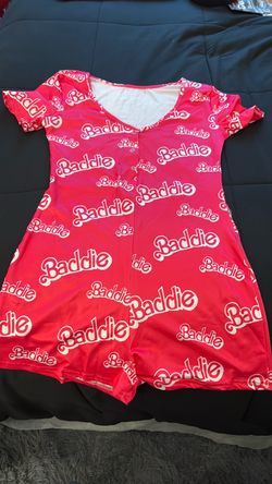 Baddie Print Pink Romper Short Sleeve