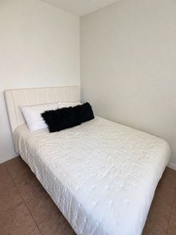 White Full Bed Frame + Mattress