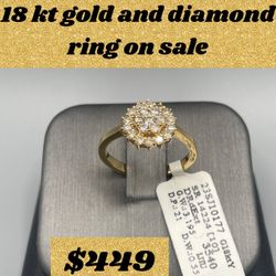 18 Kt Gold And Diamond Ring On Sale