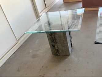 2 Piece Glass Coffee Table with Matching End Table