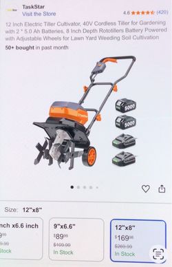 12” Electric Tiller Cultivator 40v Cordless