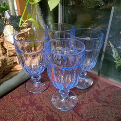 Vintage Blue Glow Libby Goblets Set Of 4