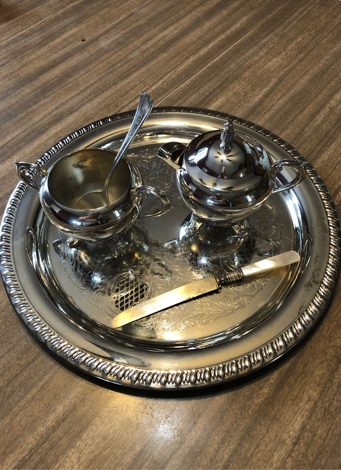 FB Roger Vintage silver cream and sugar set