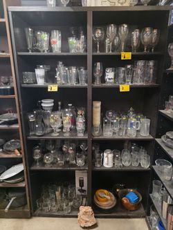 BUNDLE PRICED, DRINKING GLASSWARE, $20 FOR SECTIONS SHOWN, MUST BRING YOUR OWN PACKING PAPER AND BOXES, $20 FOR ALL