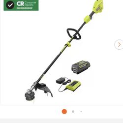 RYOBI 40V 15 in. Expand-It Cordless Battery Attachment Capable String Trimmer with 4.0 Ah Battery and Charger