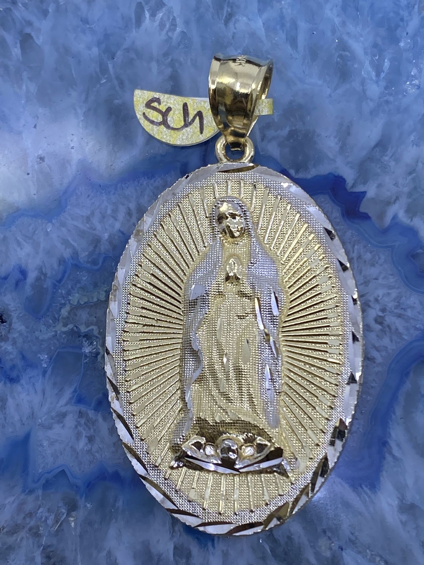 $1100 Two Tone Gold Virgin Mary Religious Charm Pendant