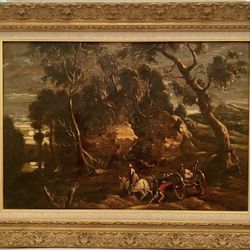 18TH CENTURY OIL ON CANVAS PAINTING ORNATE FRAME