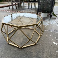 Glass Top Hexagon Table 
