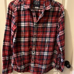 American Eagle Outfitters Plaid Long-Sleeve Button-Down Shirt, L/G