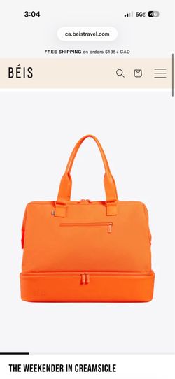 BEIS The Weekender  in Creamsicle luggage