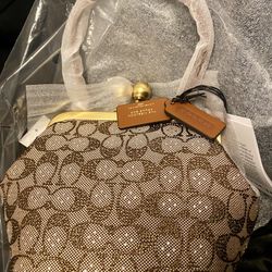 BRAND NEW COACH JACQUARD KISSLOCK 16 FRAME BAG