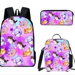 Fashion Backpack Combination With Lunch Bag Pencil Bag Travel Schoolbag
