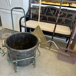 Muck Bucket With Cart And Tools