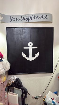 Pottery Barn Large Black Wood Anchor Wall Art