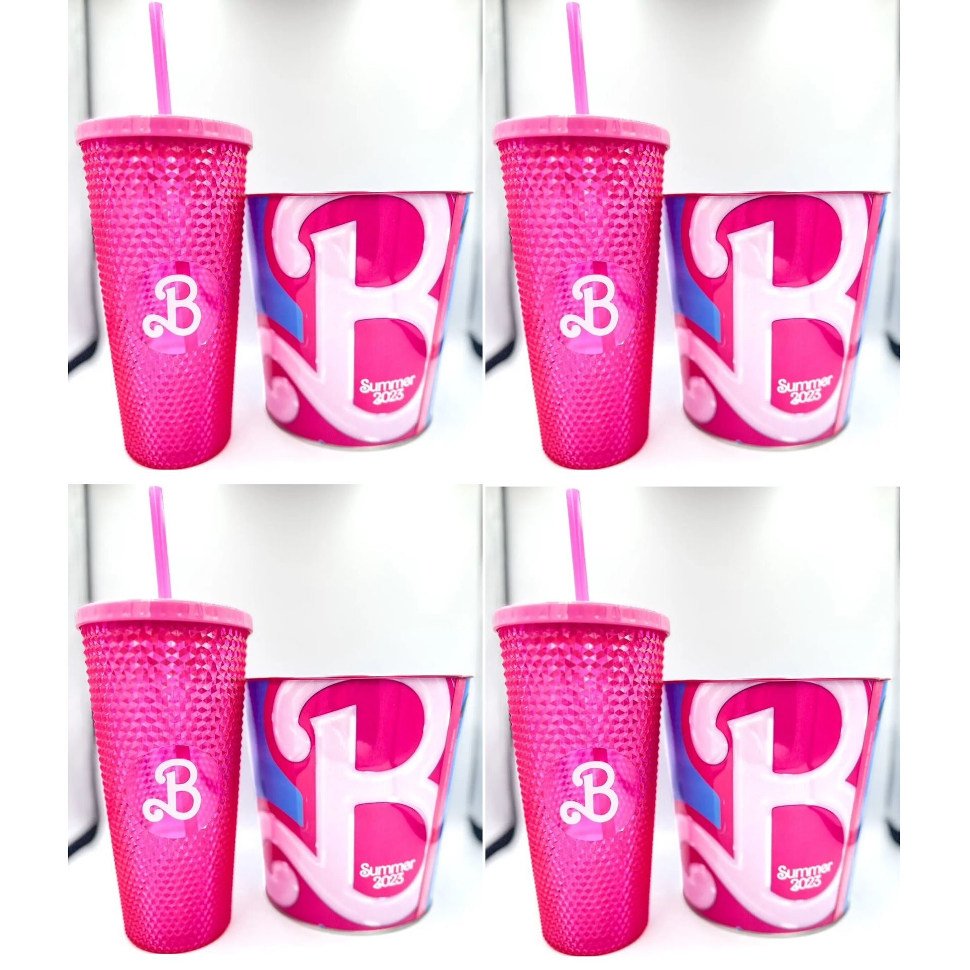 4x Barbie Movie Collectible 20oz Tumbler and Popcorn Tin BUNDLE