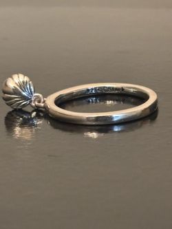 C Stack 925 Sterling Silver Seashell Charm Ring - Dangle Stacker 2.57g