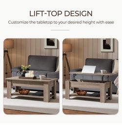 Lift-Top Coffee Table with Hidden Storage – Like New