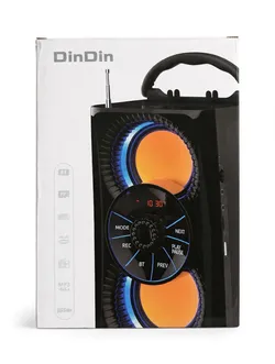 DinDin Portable Bluetooth Speaker with LED Lights, FM Radio, TF Card