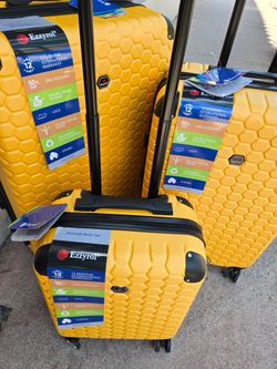 Travel Suitcase 3 Pc.set  20"  26"  30"   8. Wheels Spinner Hard Shell New With Tags Combination Lock Extra Lightweight Expandable Waterproof yellow c