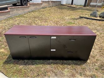 Black and Cherry Wood File Cabinet/Credenza