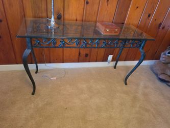 Elegant Metal & Glass Console Sofa Table – Grape Vine Design