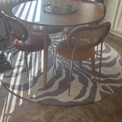39.5 “ Dining Table And 4 Chairs Set Oak Table Bamboo Chairs 