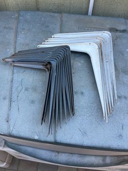 Metal Shelf Brackets Lot – Gray and White