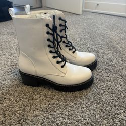 Black & white combat boots