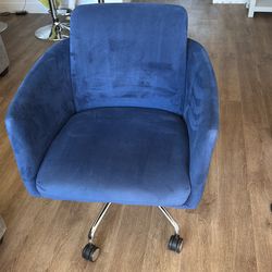 Navy Blue Velvet Chair w/ Adjustable Hight