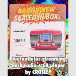 BRAND NEW Crosley “Corsair” Retro Bluetooth/CD/Clock Radio—STILL SEALED IN BOX 📦