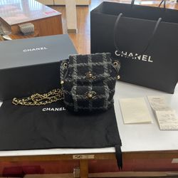 CHANEL Backpack Tweed GWLT, With Dust Bag, Original Packaging, And Receipt, Entrupy Verified