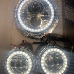 Headlight And Passing Lights Led For Motorcycle 