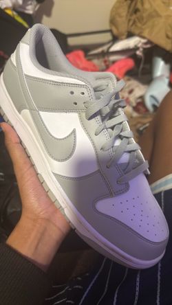 Grey and white dunks