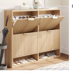 47 inch shoe storage cabinet with four flip drawers