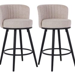 New Set of 2, 27 Inches Bar Stool Beige
