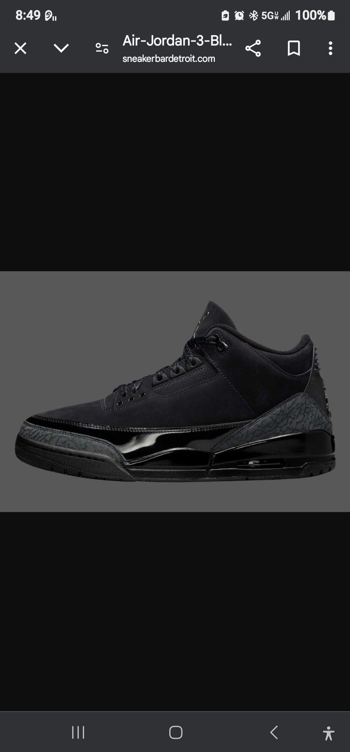 Jordan Black Cats New Size 12 350 Cash Only