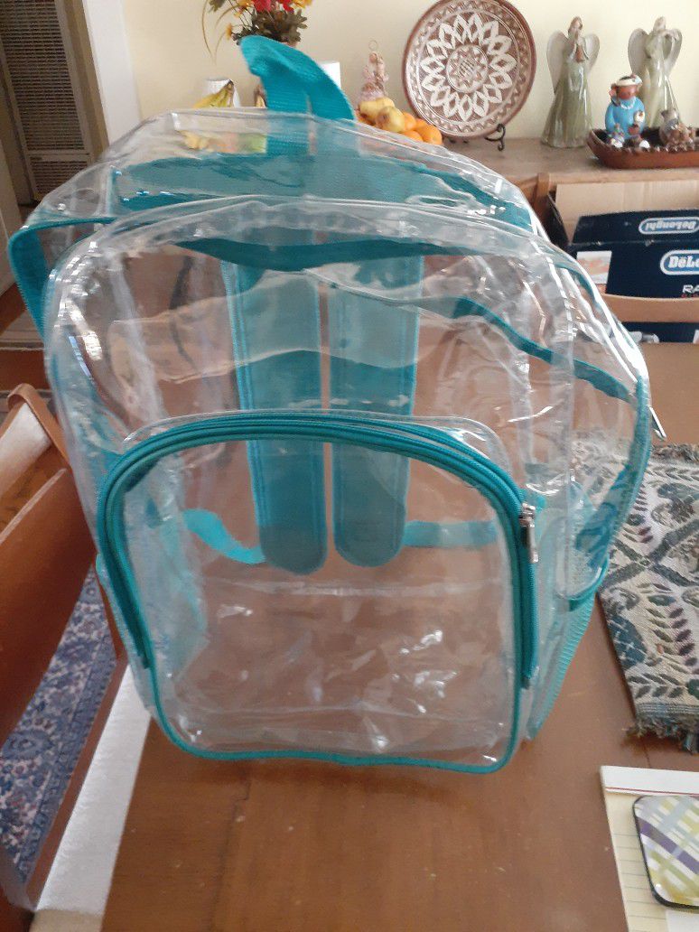 Clear Backpack Large Turquoise