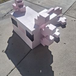 Pink Minecraft Axolotl Art Decor 